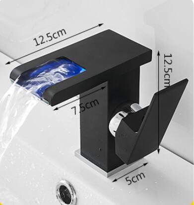 Black Bronze Brass Waterfall Bathroom LED Color Changing Sink Faucet TB0238 - Click Image to Close