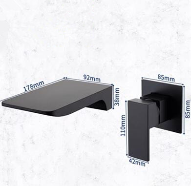 Concealed Black Wall Mounted Hot-Melt Waterfall Mixer Bathroom Sink Faucet TB0539 - Click Image to Close