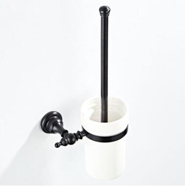 Antique Black Bronze Brass Wall-mounted Toilet Brush Holder Set TB059 - Click Image to Close