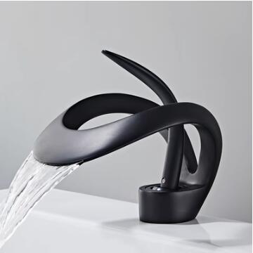 Black Bathroom Faucets Art Designed Brass Mixer Bathroom Basin Faucet TB358F - Click Image to Close