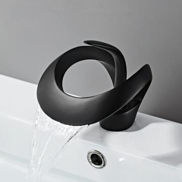 Black Bathroom Faucets Art Designed Brass Mixer Bathroom Basin Faucet TB358F - Click Image to Close