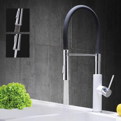 Pull Down Kitchen Faucet Black Brass Kitchen Mixer Sink Faucet TB395P - Click Image to Close