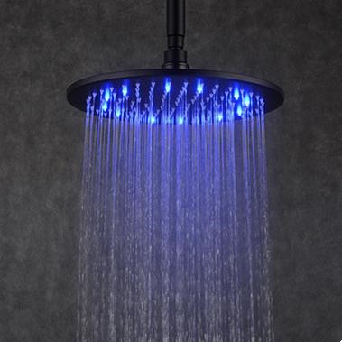 Antique LED Black Bronze Brass 12 Inch Round Rainfall Shower Head TBS252