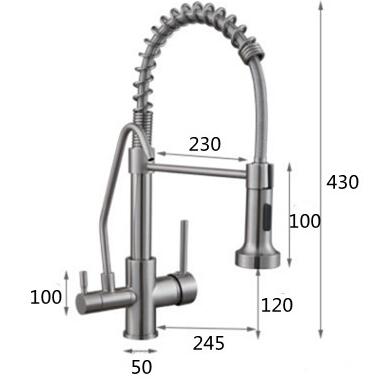 Chrome Brass Pull Down Kitchen Faucet Rotatable Drinking Water SPRING Kitchen Sink Faucet TC0288F