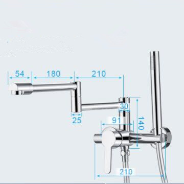 Bathtub Faucet Bathroom Wall Mounted Collapsible Spout Brass Chrome Finished with Hand Shower TC0408F