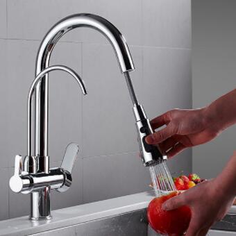 Three Way Kitchen Faucets Chrome Finished Drinking Water Mixer Kitchen Sink Faucet TC329F - Click Image to Close