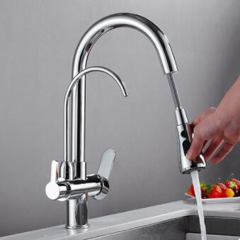 Three Way Kitchen Faucets Chrome Finished Drinking Water Mixer Kitchen Sink Faucet TC329F