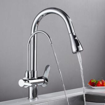 Three Way Kitchen Faucets Chrome Finished Drinking Water Mixer Kitchen Sink Faucet TC329F - Click Image to Close