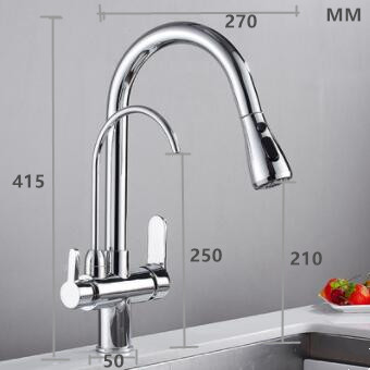 Three Way Kitchen Faucets Chrome Finished Drinking Water Mixer Kitchen Sink Faucet TC329F - Click Image to Close