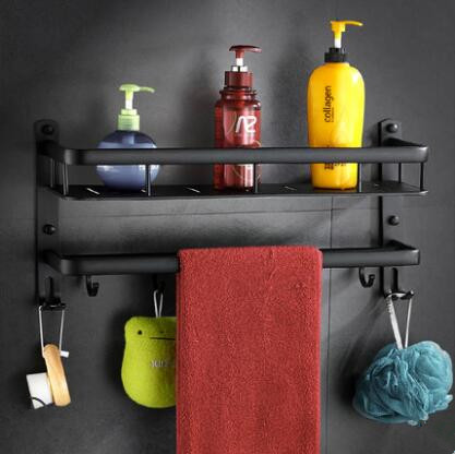 Aluminum Black Printed Double Type Free Punching Bathroom Accessory Bathroom Shelves TCB0109