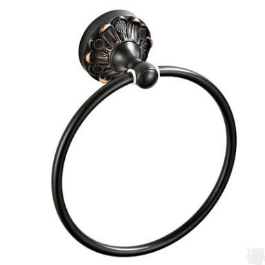 Antique Black Bronze Brass Carvings Round Towel Ring TCB0335