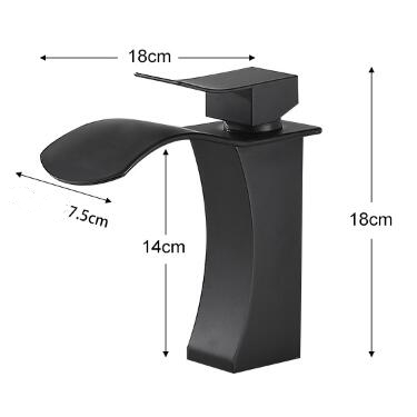 Modern Single Handle Black Brass Waterfall Mixer Water Bathroom Sink Faucet TF0108 - Click Image to Close