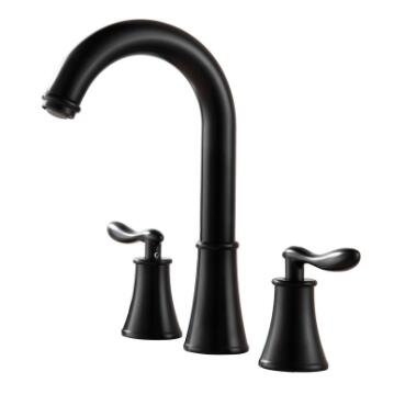 Antique Basin Faucet Black Brass Finished Two Handles Mixer Bathroom Sink Faucet TF0158B - Click Image to Close