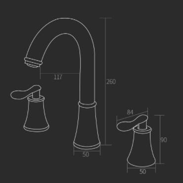 Antique Basin Faucet Black Brass Finished Two Handles Mixer Bathroom Sink Faucet TF0158B - Click Image to Close