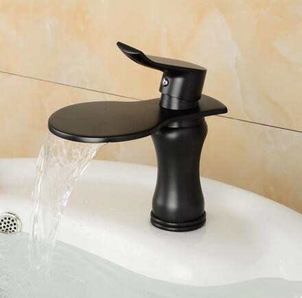 Antique Brass Black Bronze Bathroom Sink Faucet Waterfall Faucets TF0227B - Click Image to Close
