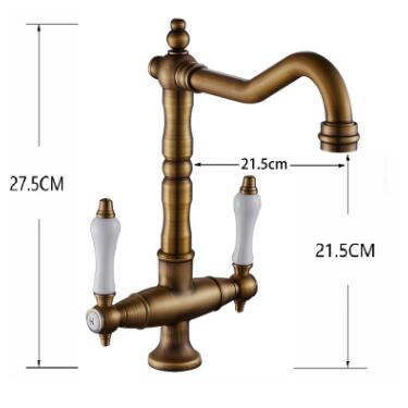 Traditional Double Handle Antique Classic Kitchen Sink Mixer Faucet TF0265 - Click Image to Close