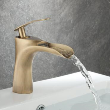 Antique Basin Faucet Antique Brass Mixer Water Waterfall Bathroom Sink Faucet TF0268A - Click Image to Close