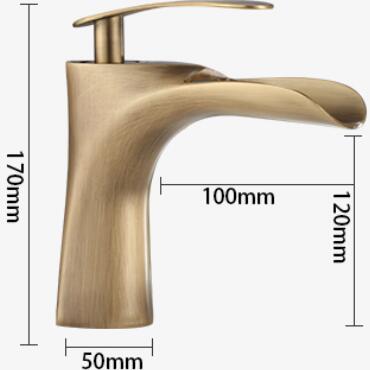 Antique Basin Faucet Antique Brass Mixer Water Waterfall Bathroom Sink Faucet TF0268A - Click Image to Close