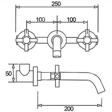 Antique Brass Concealed Installation Wall Mounted Two Handles Bathroom Sink Faucet TF0375A