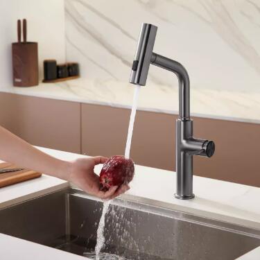 Brass Gun-Grey Finished Waterfall Spout Pull Down Kitchen Sink Faucet TF0388