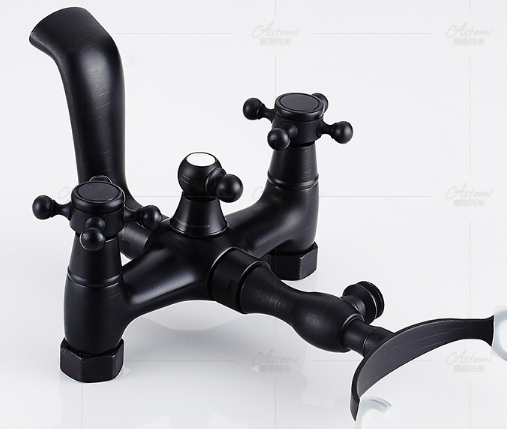 Antique Black Brass Freestanding Bathtub Faucet With Hand Shower TF0729 - Click Image to Close