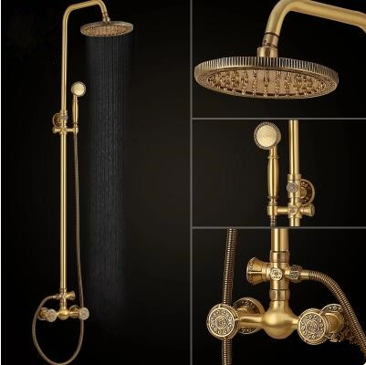 Luxurious Antique Brass Pressurize 360° Rotatable Shower Head Bathroom Shower Set TF1260S