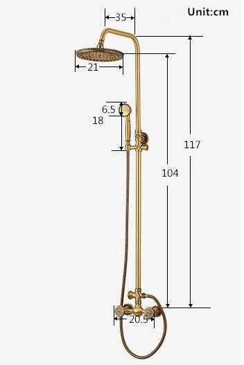 Luxurious Antique Brass Pressurize 360° Rotatable Shower Head Bathroom Shower Set TF1260S