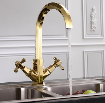 Antique Classic Brass Golden Kitchen Sink Faucet Mixer Water Faucet TF640G - Click Image to Close