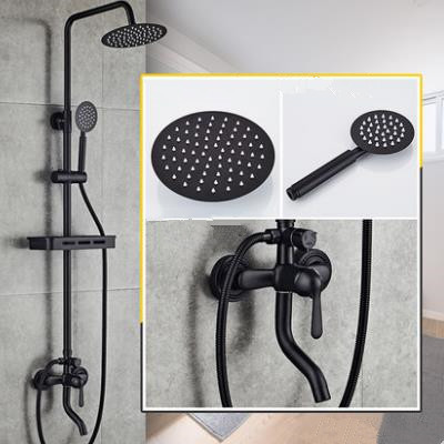 Antique Black Baking Finished Brass Bathroom Waterfall Shower Faucet Set TFB0198 - Click Image to Close