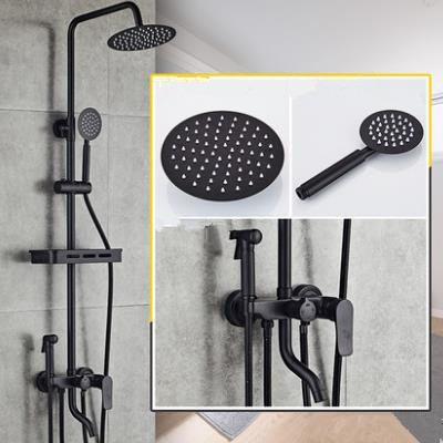 Antique Black Baking Finished Brass Bathroom Waterfall Shower Faucet Set With Bidet Faucet TFB0428 - Click Image to Close