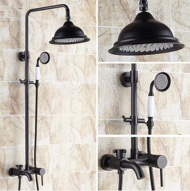 Design Black Bronze Brass Mixer Rainfall Shower Faucet TFB533