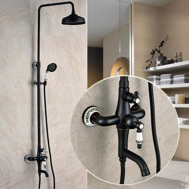 Design Antique Black Bronze Copper mixed shower Faucet TFB655 - Click Image to Close