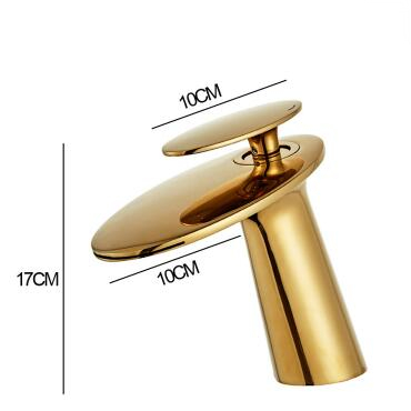 Bathroom Basin Faucets Golden Finished Brass Mixer Waterfall Bathroom Sink Faucet TFG0208 - Click Image to Close