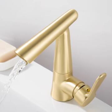 Antique Basin Faucet Art Designed Nickel Brushed Golden Mixer Waterfall Bathroom Sink Faucet TFG243