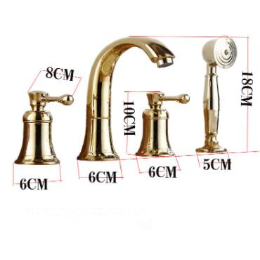 Antique Brass Golden Printed Four-pieces with Hand Shower Bathroom Sink Faucets Bathtub Faucets TG0393 - Click Image to Close