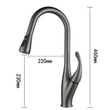 Grey Finished Brass Rotatable Retractable Head Pull Out Kitchen Faucet TG0576 - Click Image to Close