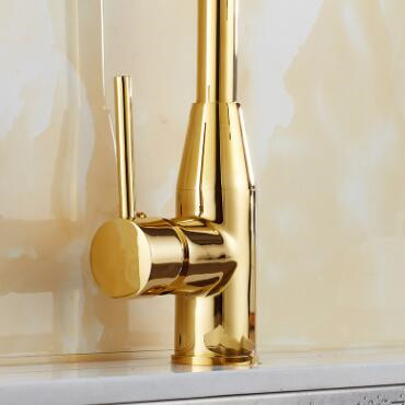 Golden Printed Brass Kitchen Pull Out Faucet Mixer Kitchen Sink Faucet TG162P