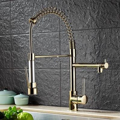 Antique Brass Golden Kitchen Pull Out Mixer Sink faucet TG2098 - Click Image to Close