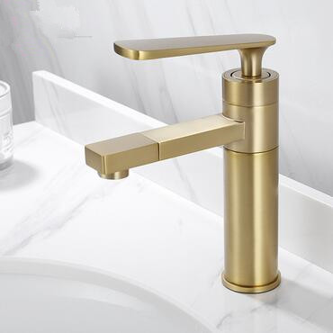 Antique Nickel Brushed Golden Brass 360° Rotatable Spout Bathroom Sink Faucet TG248N