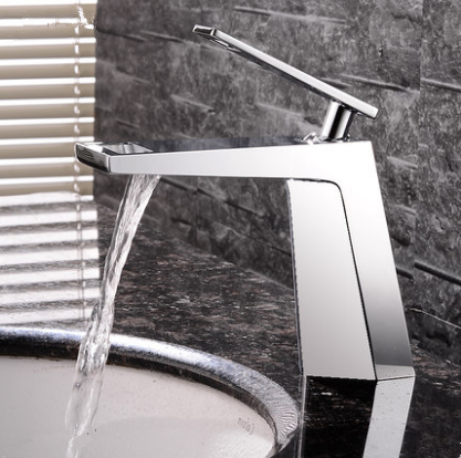 New Brass Chrome Finished Waterfall Mixer Water Bathroom Sink Faucet FHP304 - Click Image to Close