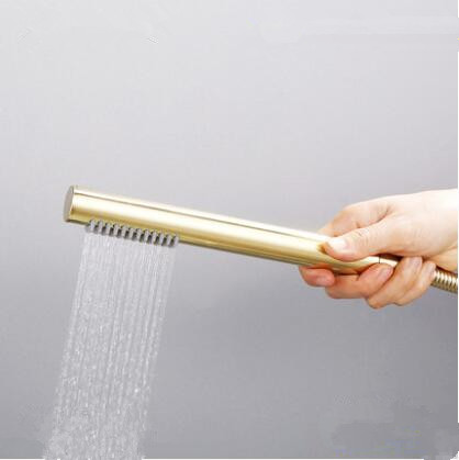 Brass Nickel Brushed Golden Bathroom Concealed Installation Rainfall Shower Set TS0818G - Click Image to Close