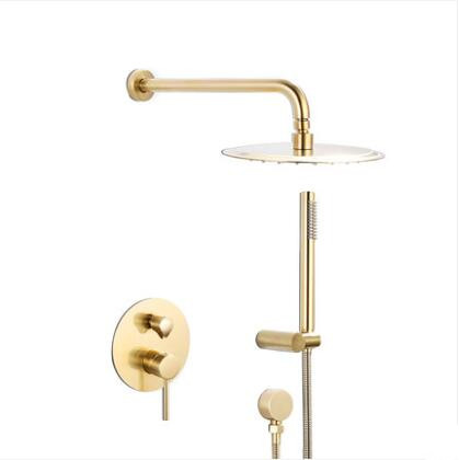 Brass Nickel Brushed Golden Bathroom Concealed Installation Rainfall Shower Set TS0818G - Click Image to Close