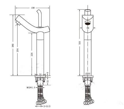 New Brass Single Hole High Version Mixer Bathroom Sink Faucet TS326H - Click Image to Close