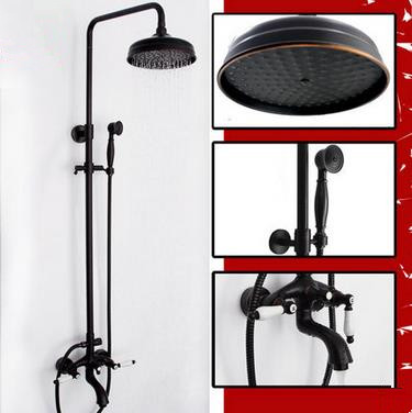 Design Black Bronze Brass Two Handles Rainfall Shower Faucet TS620B