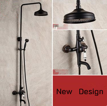 Antique Black Bronze Brass Round Shower Head Rainfall Shower Tap TS655B