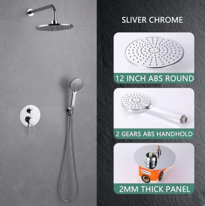 Sliver Chrome Finished Brass Bathroom Concealed Installation Rainfall Shower Set TSC530 - Click Image to Close