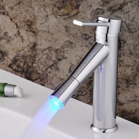 Contemporary Color Changing LED Bathroom Sink Faucet - T1896F - Click Image to Close