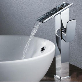 Contemporary Brass Bathroom Sink Faucet Chrome Finish T6003 - Click Image to Close