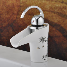 Elegant Waterfall Bathroom Sink Faucet with Ceramic Spout T0540C