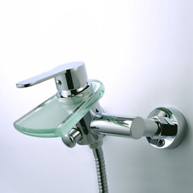 Single Handle Chrome Wall-mount Waterfall Glass Bathtub Faucet F0816W - Click Image to Close